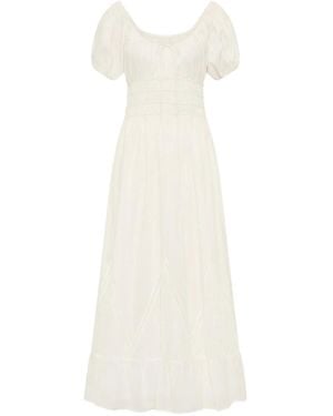 Faithfull the Brand Sunniva Puffed-Sleeve Midi Dress - White