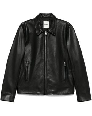Sandro Klassische Lederjacke - Schwarz