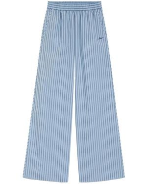 BOSS Vertical-Stripe Elasticated-Waistband Pants - Blue