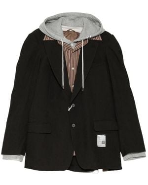Maison Mihara Yasuhiro Layered-Panel Single-Breasted Blazer - Black