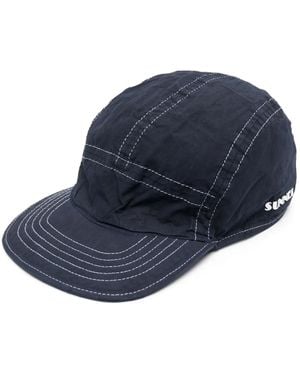 Sunnei Contrast-Stitch Cotton Cap - Blue