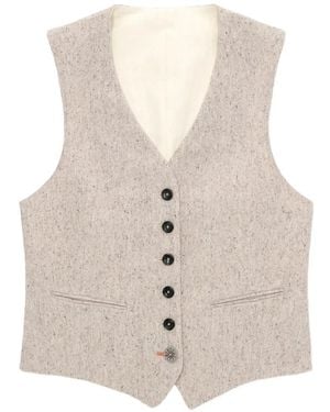 Fortela Demi Button-Front Single-Breasted Waistcoat - White