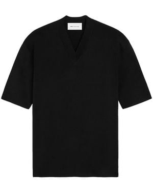 Ami Paris Short Sleeves V Neck Jumper - Black