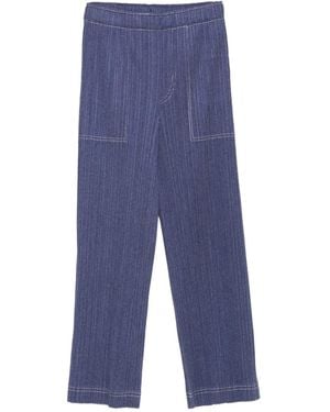 Pleats Please Issey Miyake Pocket-Detail Trousers - Blue