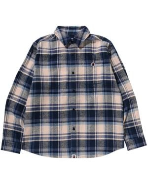 A Bathing Ape Plaid Appliqué Shirt - Blue