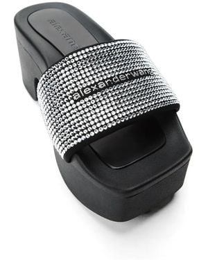 Alexander Wang Sandali Con Plateau E Cristalli - Nero