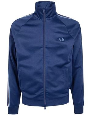 Fred Perry Laurel Wreath-Embroidered Zip-Up Sweatshirt - Blue