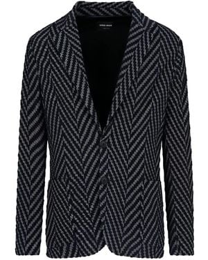 Giorgio Armani Blazer con motivo de espiga - Negro