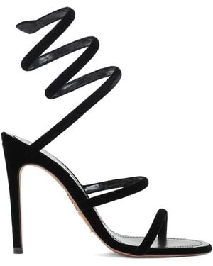 Rene Caovilla Ren Caovilla Velvet Snake Sandals - Black