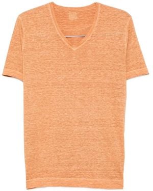 120% Lino V-Neck Short-Sleeve T-Shirt - Orange