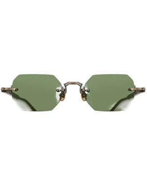 Matsuda Geometric-Frame Rimless Sunglasses - Green