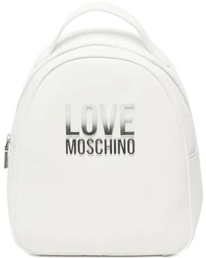 Love Moschino ロゴプレート バックパック - ホワイト
