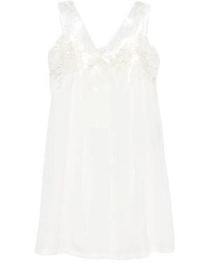 Maison Margiela Lace-Trim Tulle-Overlay Dress - White