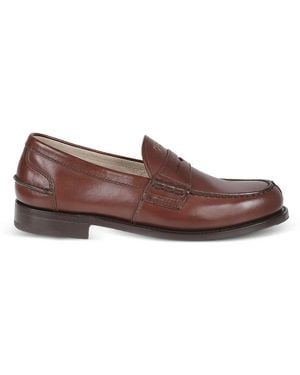 Prada Mocassins En Cuir À Logo - Brown