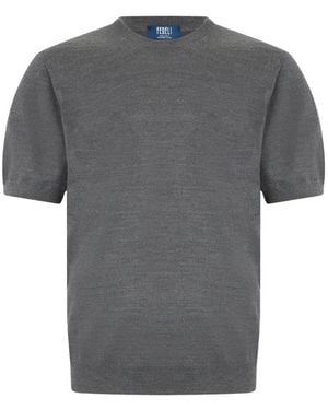 Fedeli Short-Sleeve Knitted T-Shirt - Grey