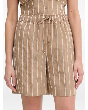 Lola Casademunt Striped Drawstring-Waist Shorts - Brown