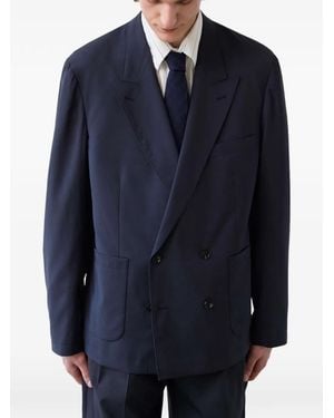 Carter Young Kirk Unstructured Double-Breasted Blazer - Blue