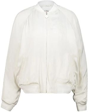 CASABLANCA Embroidered Satin Bomber Jacket - White