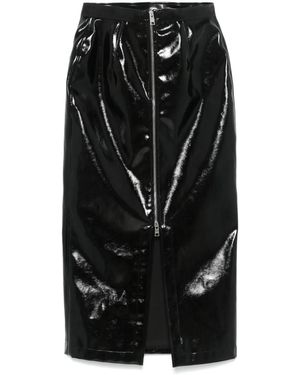 MSGM Patent Midi Skirt - Black