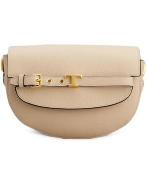 Tod's T Timeless Buckled-Detail Shoulder Bag - Natural