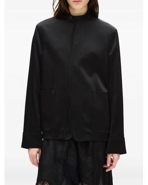 Ann Demeulemeester Zaya Satin-Finish High-Neck Jacket - Black