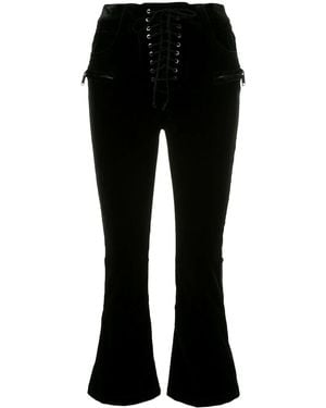 Unravel Project Velvet Cropped Lace-Up Trousers - Black