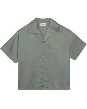 Honor The Gift Satin Embroidered-Logo Shirt - Grey