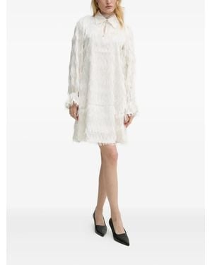 Bruuns Bazaar Fringe-Trimmed Collared Mini Dress - White