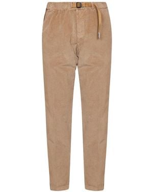 White Sand Belted Corduroy Pants - Natural