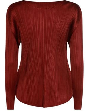 Pleats Please Issey Miyake Pleated Long-Sleeve Top - Red