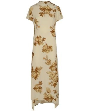 Magda Butrym Floral-Print Open-Back Midi Dress - Metallic