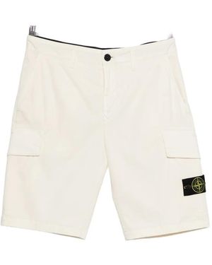 Stone Island Cotton Cargo Shorts - White