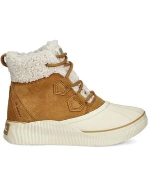 Sorel Out N About Faux-Fur-Trim Lace-Up Boots - Natural