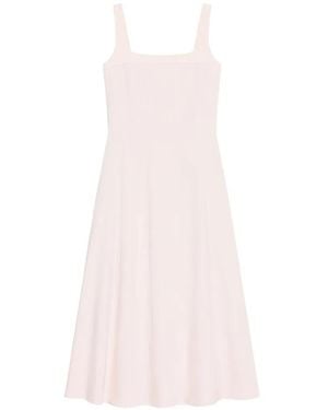 Theory Square-Neck Seamed Linen Midi Dress - Pink