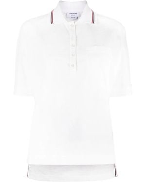 Thom Browne Polo De Tejido Seersucker Con Rayas Rwb - Blanco