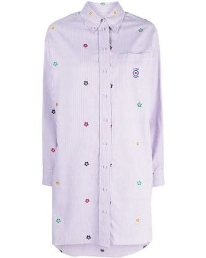 KENZO Design-Embroidered Poplin Shirtdress - Purple