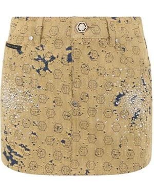 Philipp Plein Minirock mit Jacquardmuster - Natur
