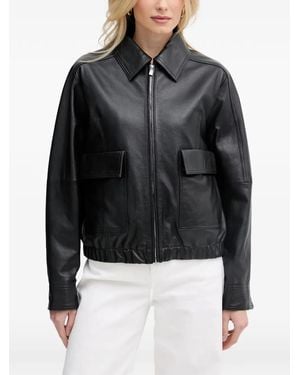 Trussardi Flap-Pocket Leather Jacket - Black