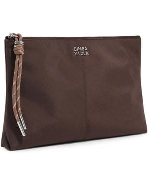 Bimba Y Lola Medium Mocha Nylon Clutch Bag - Brown