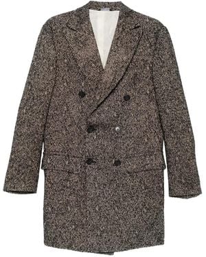 Brian Dales Double-Breasted Chevron Coat - Grey