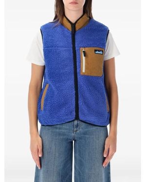 Kavu Gilet Ozette En Polaire À Bords En Velours Côtelé - Blue