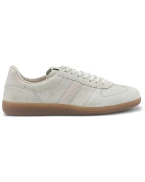 Tom Ford Logo-Embossed Leather-Panelled Sneakers - White