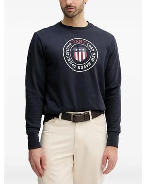 GANT Logo-Print Crew-Neck Sweatshirt - Blue