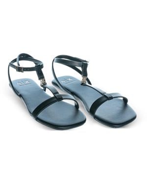 ARMANI EXCHANGE Logo-Plaque Buckle-Fastening Sandals - Blue