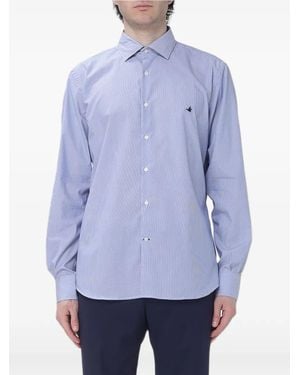 Brooksfield Striped Button-Down Shirt - Blue