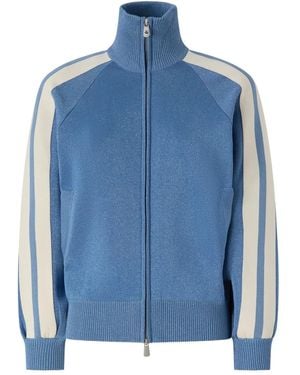 Pinko Striped-Sleeve Zip-Up Sweatshirt - Blue