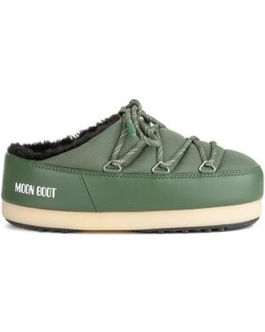 Moon Boot Padded Lace-Up Mule Boots - Green