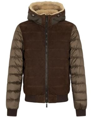 Moorer Hooded Padded Jacket - Brown