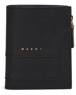 Marni Bi-Fold Leather Wallet - Black