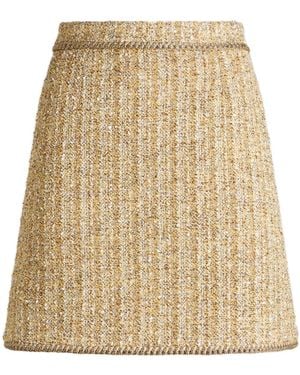 Etro Bouclé High-Waisted Mini Skirt - Natural